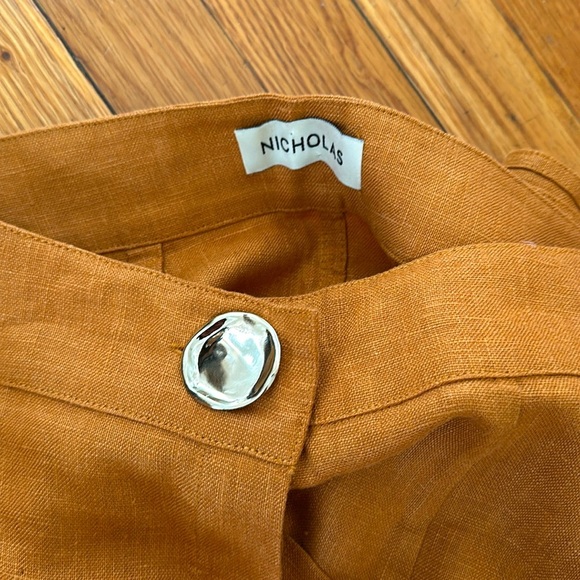 Nicholas Masala 100% linen midi skirt in saffron spring summer - Picture 2 of 8